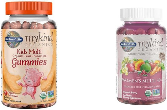 Certified Organic Gummy Vitamins for Kids and Women 40+ - Fruit and Berry Flavors