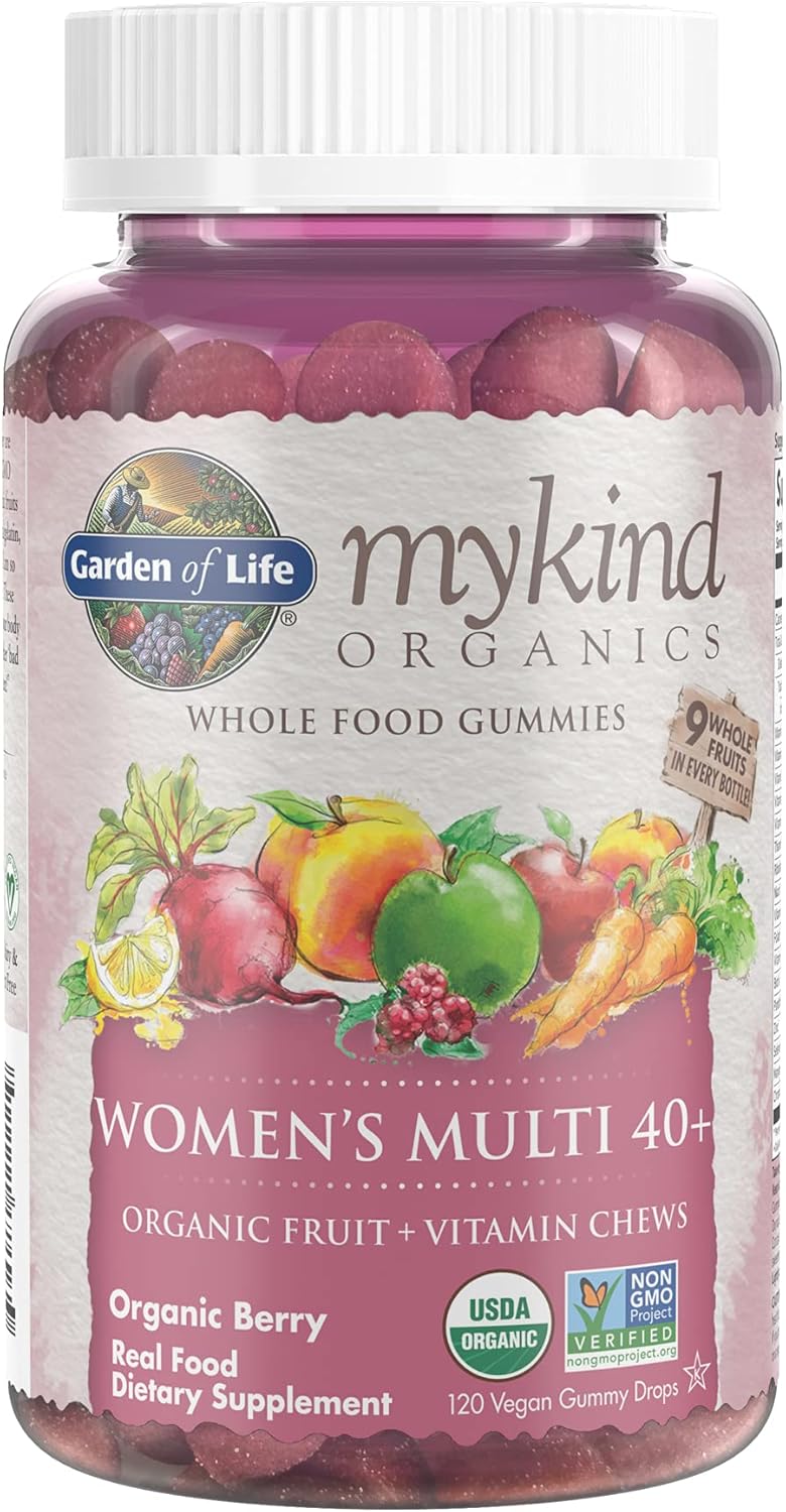 Certified Organic Gummy Vitamins for Kids and Women 40+ - Fruit and Berry Flavors