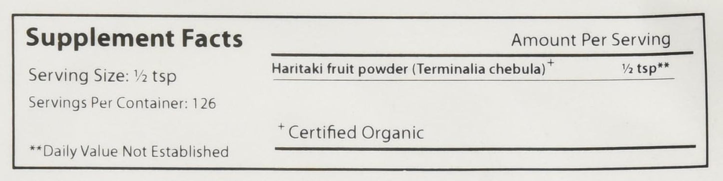 Certified Organic Haritaki Powder - 1/2 Pound - Terminalia chebula for Detox & Rejuvenation - Vegan, Non-GMO, Gluten Free - Fair Trade