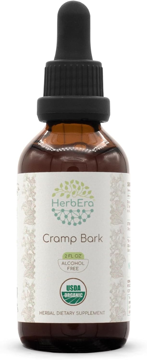 Certified Organic HerbEra Cramp Bark Tincture | Alcohol-Free Herbal Drops for Immune System Support | High-Potency USDA Organic Extract (2 fl oz)