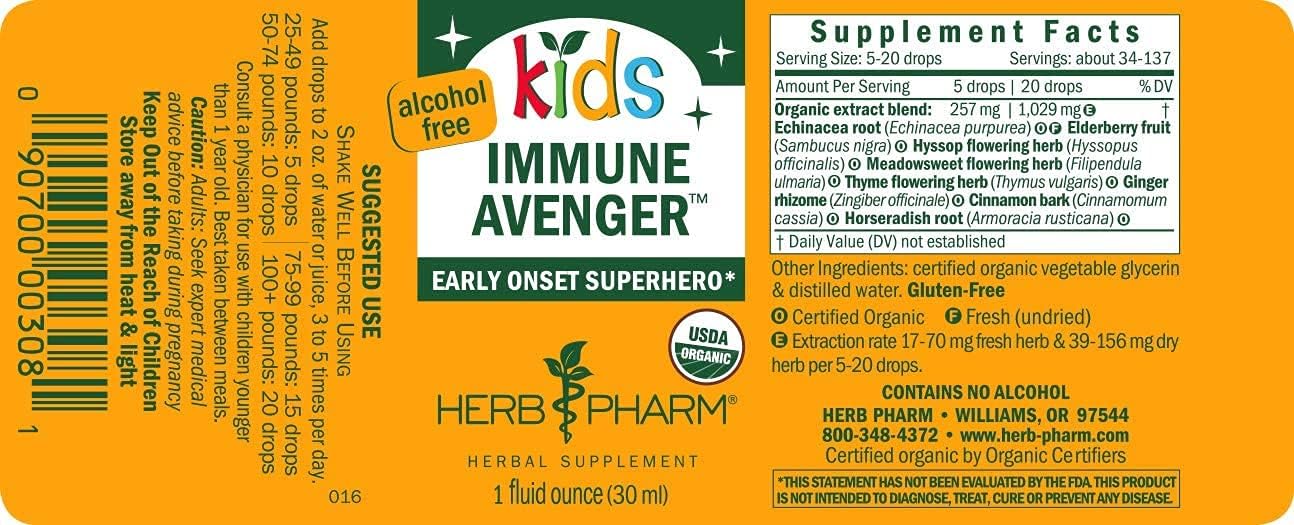 Certified-Organic Kids Immune Avenger Formula and Mullein Garlic Ear Oil, 1 Ounce Each