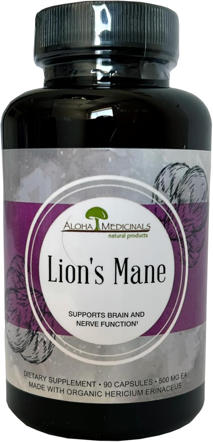 Certified Organic Lion's Mane Mushroom Supplement for Memory and Concentration - 90 Capsules