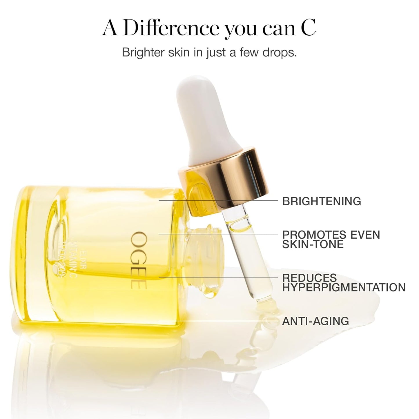 Certified Organic Ogee Vitamin C THDA 20% Elixir - Brightening Face Serum with Natural Vitamin C
