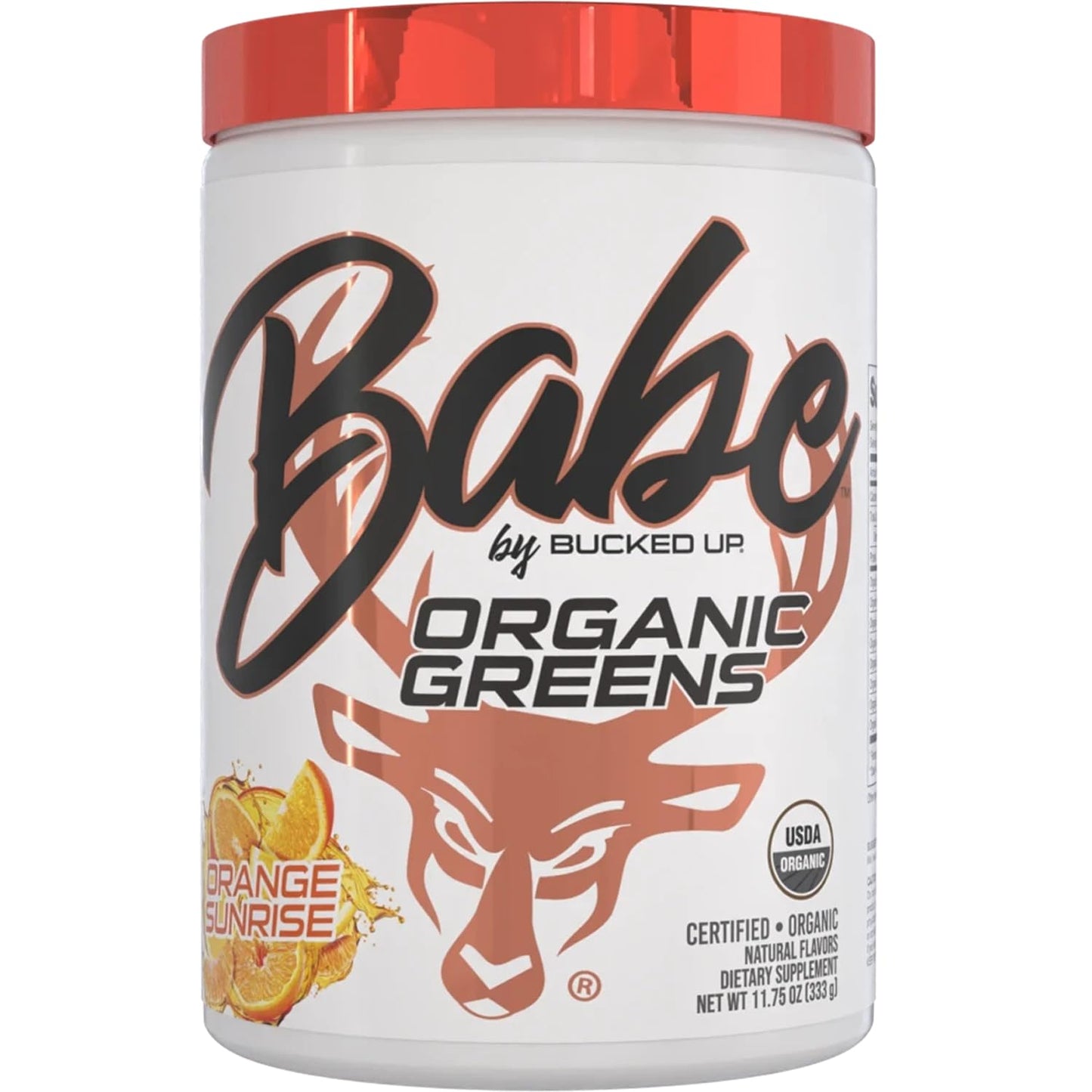 Certified Organic Orange Superfood Powder with 8 Essential Greens | Chlorella, Spinach, Kale, Spirulina, Alfalfa, Broccoli, Wheat Grass, Barley Grass | 30 Servings, 11.75 oz