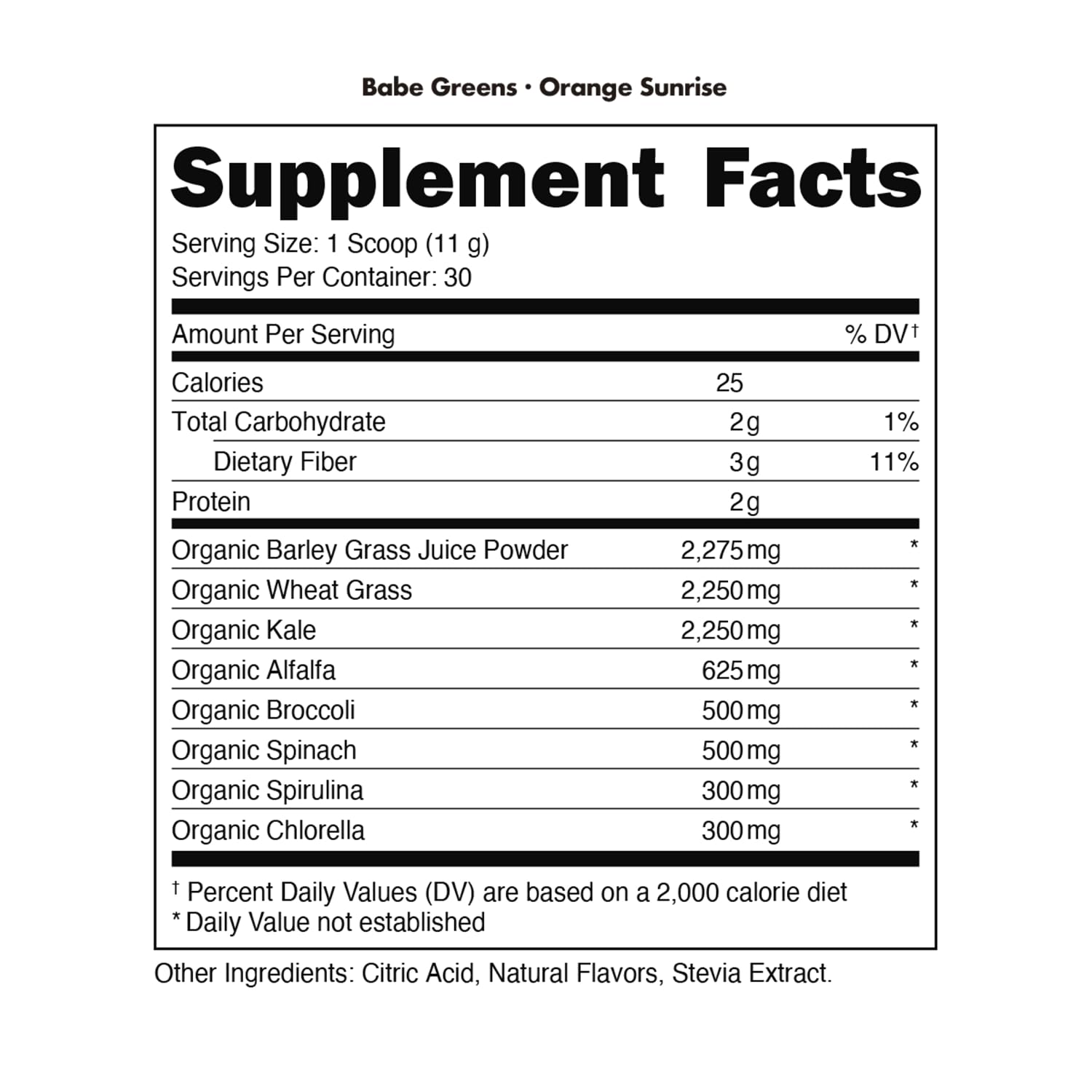 Certified Organic Orange Superfood Powder with 8 Essential Greens | Chlorella, Spinach, Kale, Spirulina, Alfalfa, Broccoli, Wheat Grass, Barley Grass | 30 Servings, 11.75 oz