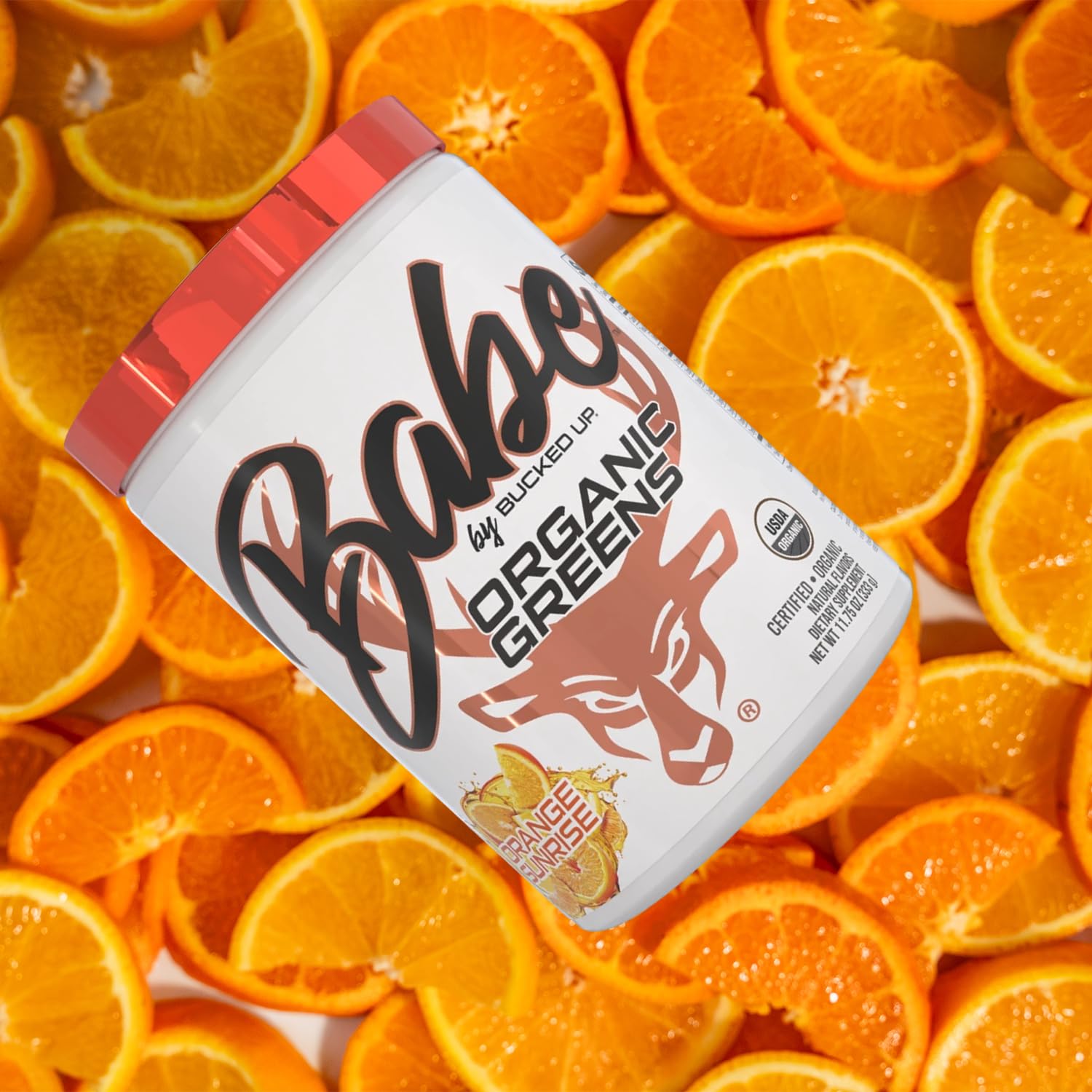 Certified Organic Orange Superfood Powder with 8 Essential Greens | Chlorella, Spinach, Kale, Spirulina, Alfalfa, Broccoli, Wheat Grass, Barley Grass | 30 Servings, 11.75 oz