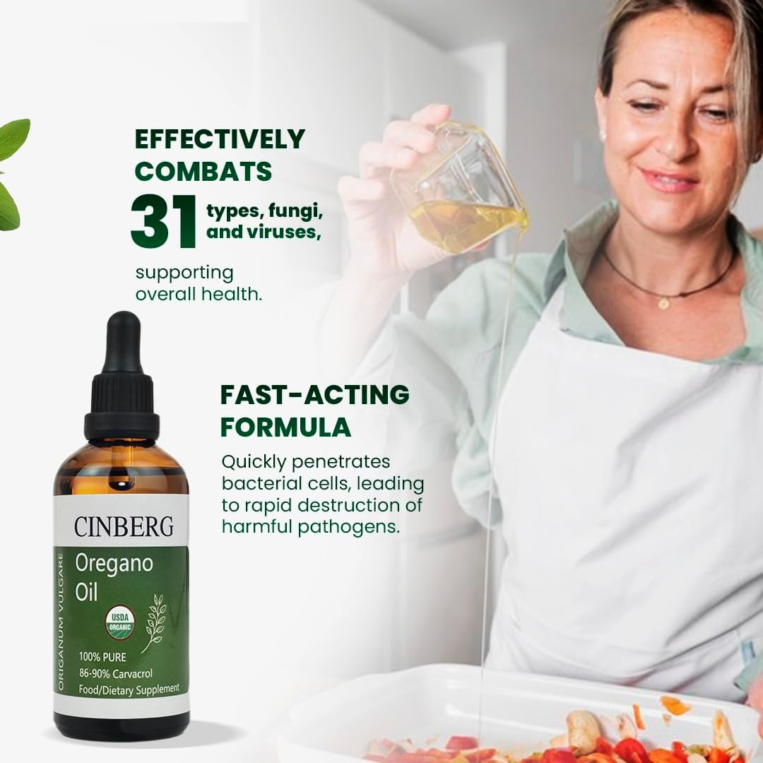 Certified Organic Oregano Oil for Immune Support - Antibacterial, Antifungal, Rich in Antioxidants - Premium Therapeutic Grade Oil from Wild Sources