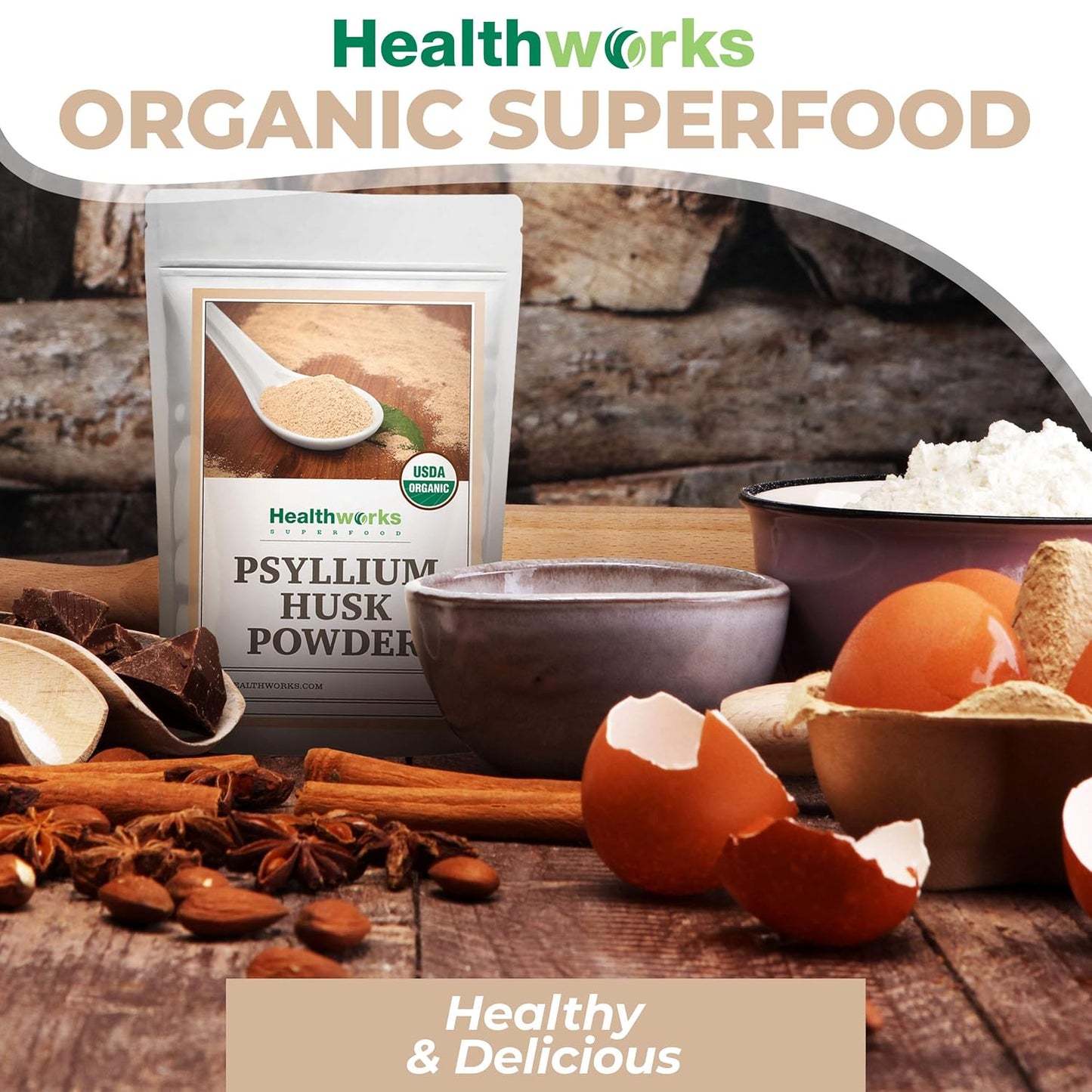 Certified Organic Psyllium Husk Powder - 32 oz (2 lbs) | Finely Ground from India | Keto, Vegan, Non-GMO | Fiber Support