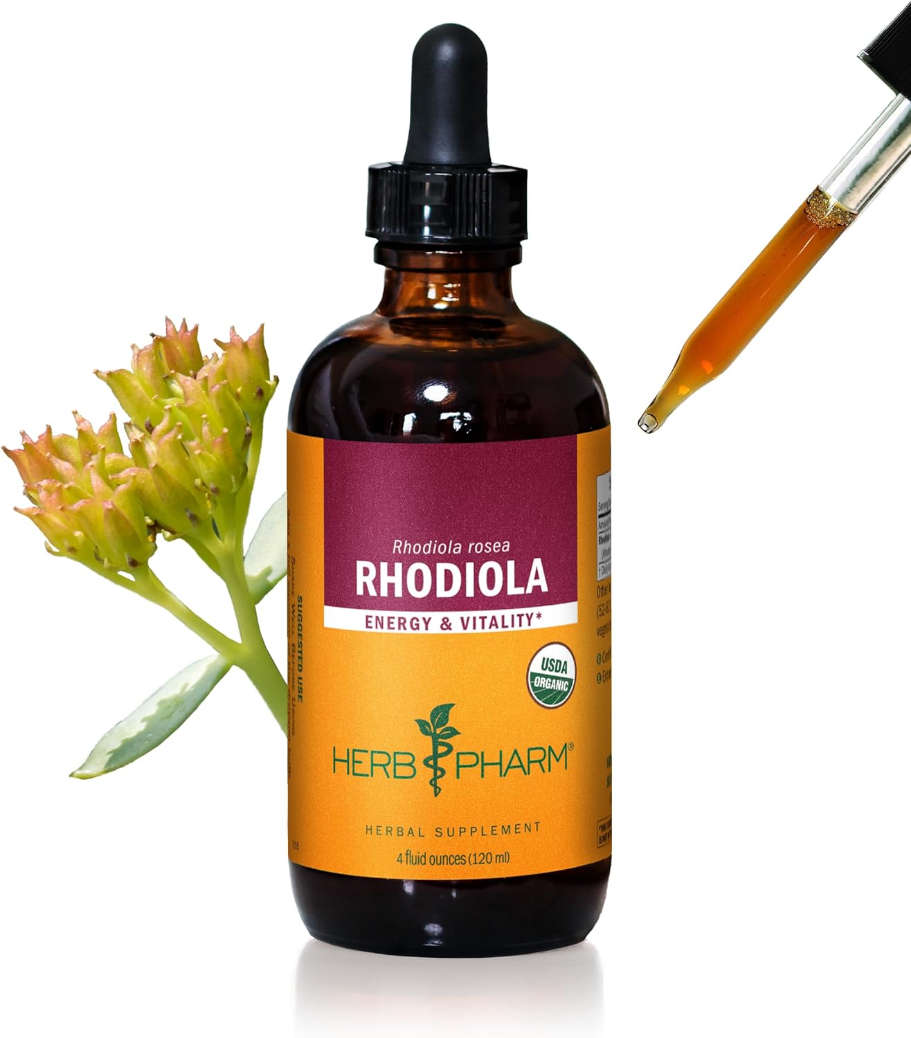 Certified Organic Rhodiola Root Extract for Energy, Endurance, and Stamina - 4 Ounce Bottle