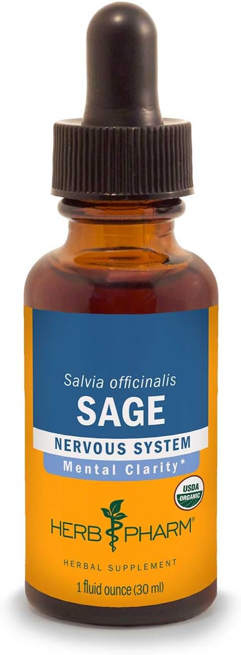 Certified Organic Sage Liquid Extract for Mental Clarity Support - 4 oz by Herb Pharm