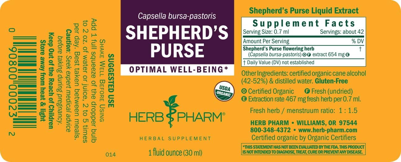 Certified Organic Shepherd's Purse Liquid Extract by Herb Pharm - 1 Oz Bottle - BoostGo Australia