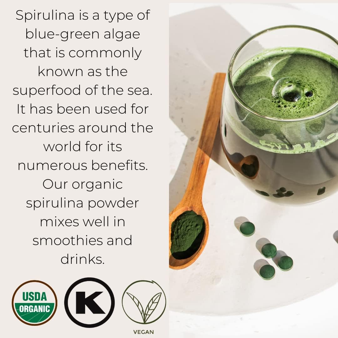 Certified Organic Spirulina Powder - 1lb Bulk Bag by Starwest Botanicals