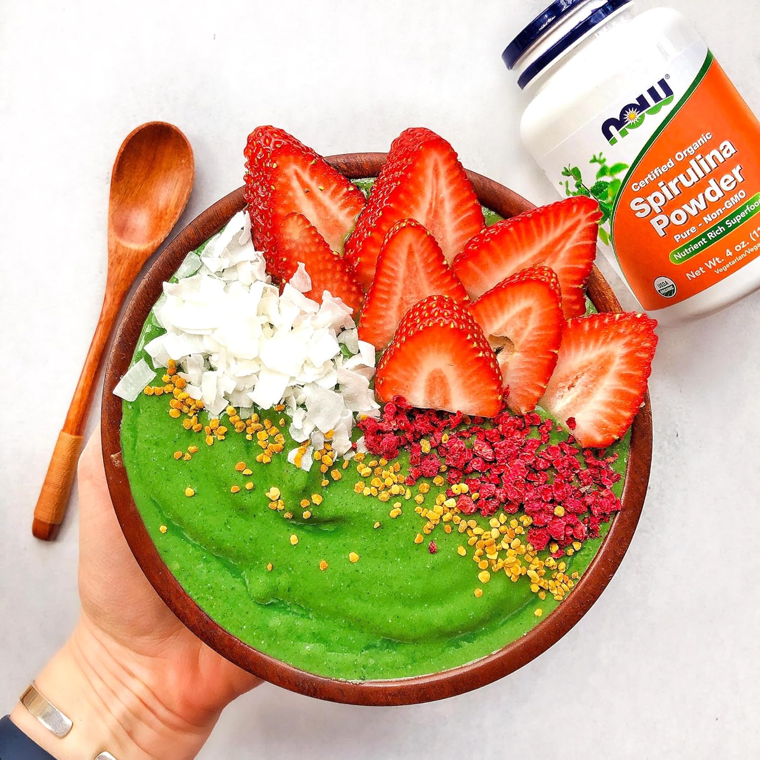 Certified Organic Spirulina Powder by NOW Foods - Rich in Beta-Carotene and B-12 - 4-Ounce Pack of 2 - With GLA & Chlorophyll - Supplements