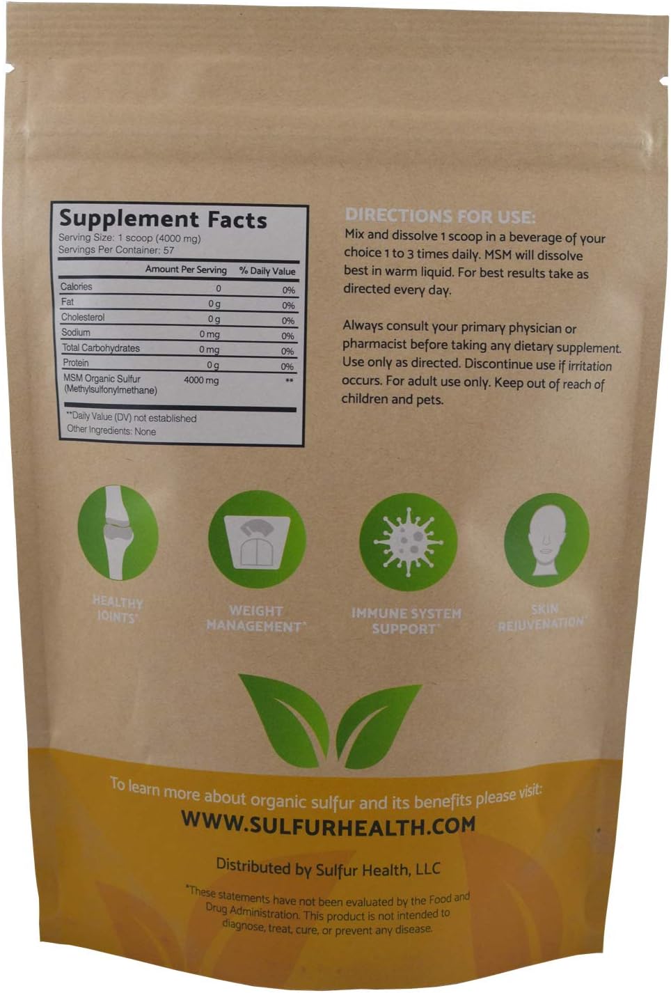 Certified Organic Sulfur MSM Supplement - 99.9% Pure Sulfur Health - Lab-Tested (1 lb) - BoostGo Australia