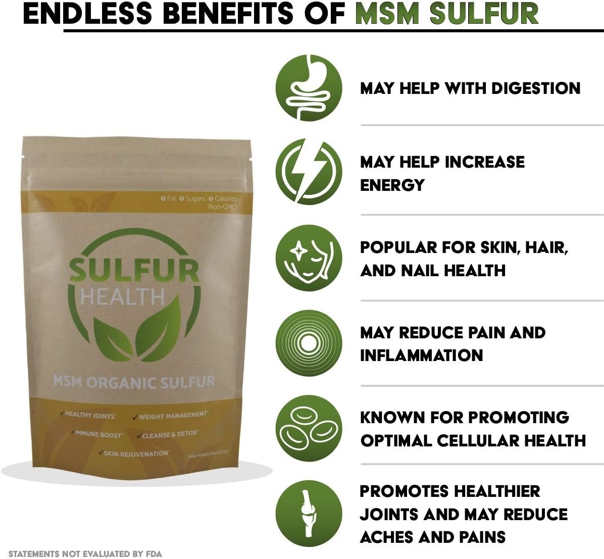 Certified Organic Sulfur MSM Supplement - 99.9% Pure Sulfur Health - Lab-Tested (1 lb) - BoostGo Australia
