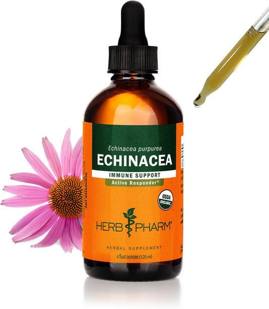 Certified Organic Super Echinacea Liquid Extract for Active Immune System Support - 4 Oz by Herb Pharm