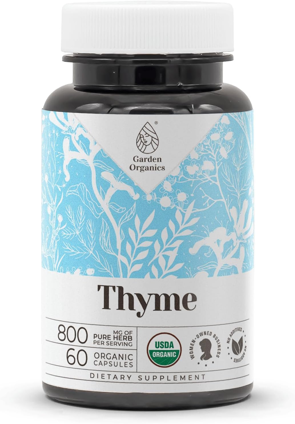 Certified Organic Thyme Capsules - High-Potency Natural Supplement - USDA Organic - 60 Vegetarian Capsules