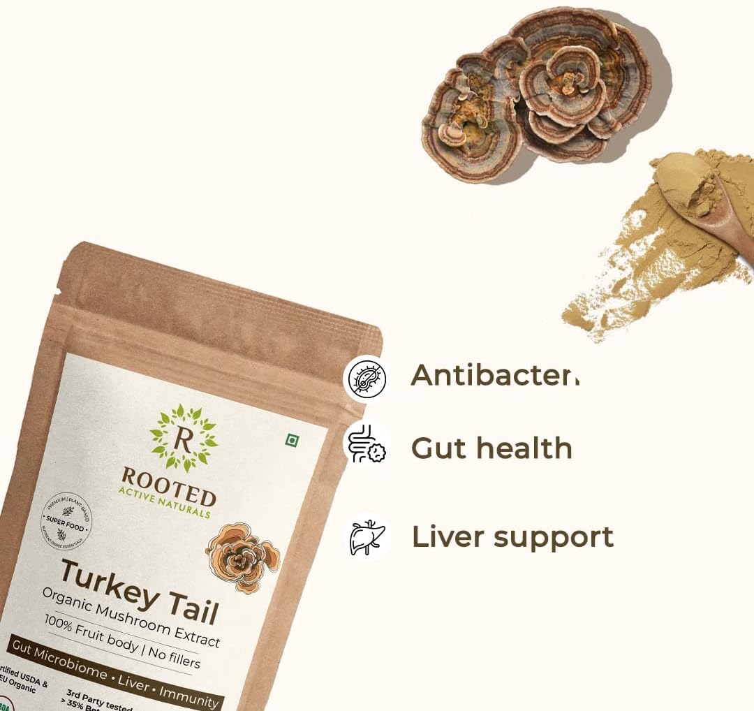 Certified Organic Turkey Tail Mushroom Extract Powder | High Beta Glucans | Lab Verified | Immune & Gut Support (2.11 oz)