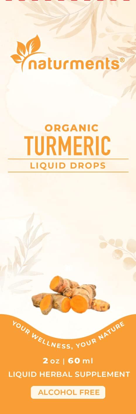 Certified Organic Turmeric Curcumin Liquid with Ginger & Black Pepper for Joint, Immune, Digestive Support - 2 Fl Oz