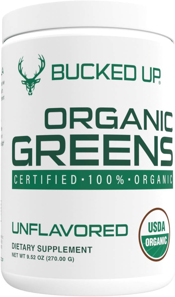 Certified Organic Unflavored Superfood Powder with 8 Essential Mixed Greens - Chlorella, Spinach, Kale, Spirulina, Alfalfa, Broccoli, Wheat Grass, & Barley Grass - 30 Servings - 9.52 OZ