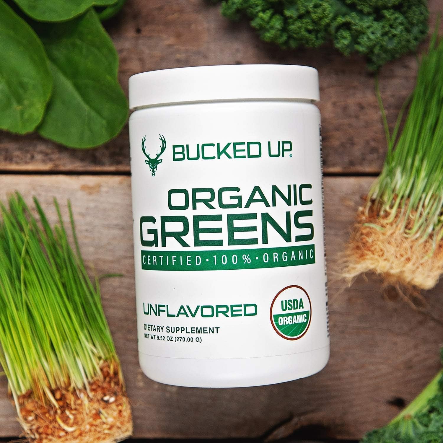 Certified Organic Unflavored Superfood Powder with 8 Essential Mixed Greens - Chlorella, Spinach, Kale, Spirulina, Alfalfa, Broccoli, Wheat Grass, & Barley Grass - 30 Servings - 9.52 OZ