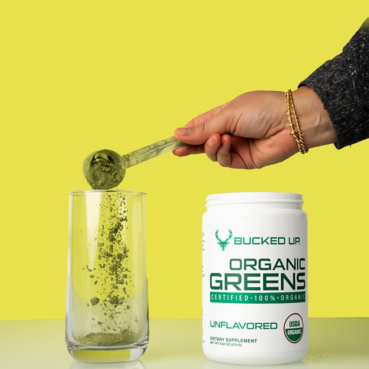 Certified Organic Unflavored Superfood Powder with 8 Essential Mixed Greens - Chlorella, Spinach, Kale, Spirulina, Alfalfa, Broccoli, Wheat Grass, & Barley Grass - 30 Servings - 9.52 OZ