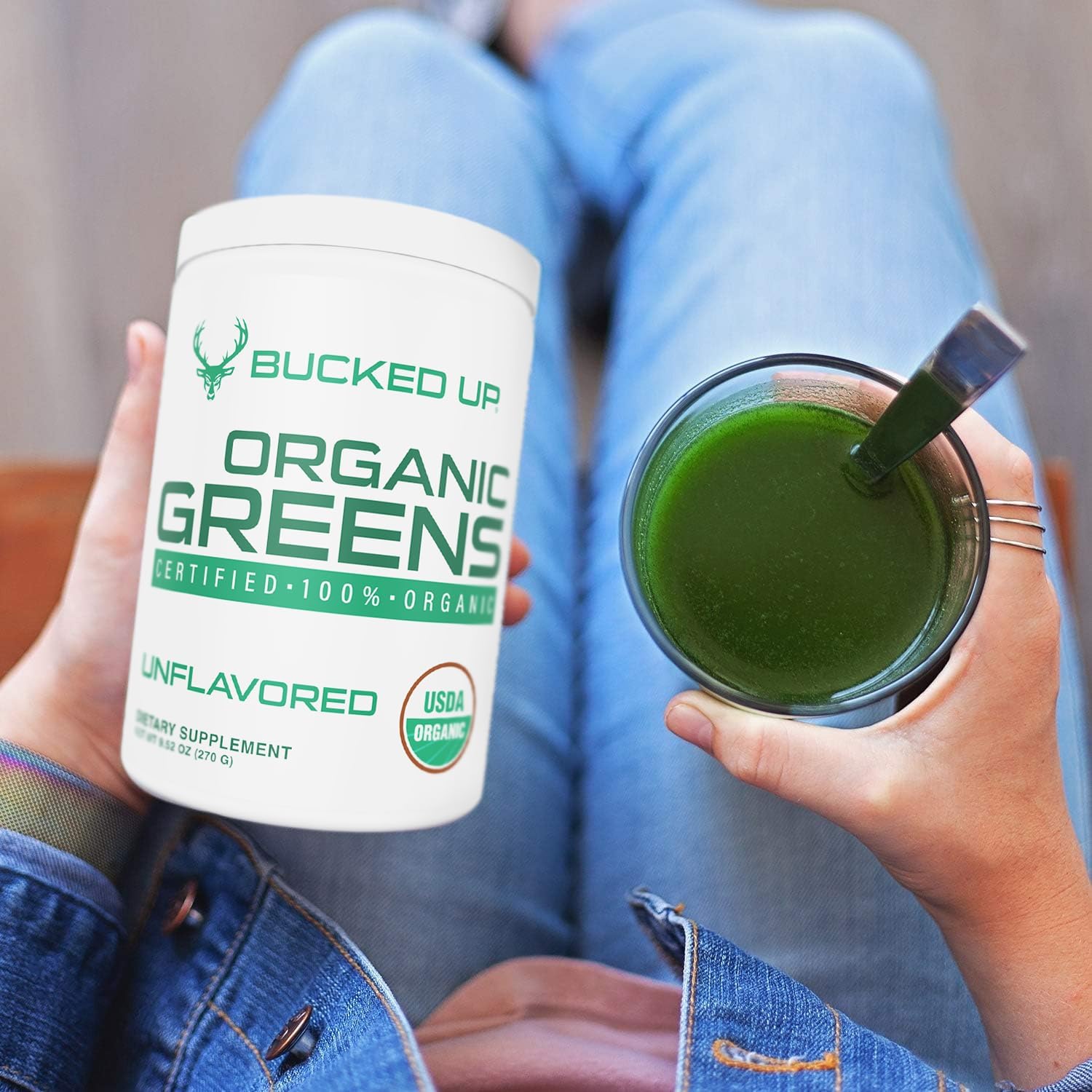 Certified Organic Unflavored Superfood Powder with 8 Essential Mixed Greens - Chlorella, Spinach, Kale, Spirulina, Alfalfa, Broccoli, Wheat Grass, & Barley Grass - 30 Servings - 9.52 OZ