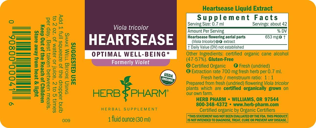 Certified Organic Violet Liquid Extract by Herb Pharm - 1 Fl oz