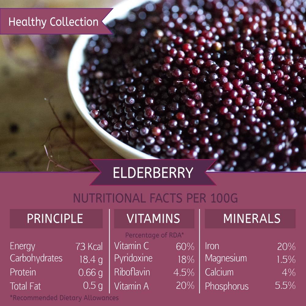 Certified Organic Whole European Elderberries - Responsibly Wild Crafted - Ideal for Tea, Syrups, and More - 1 Pound - BoostGo Australia