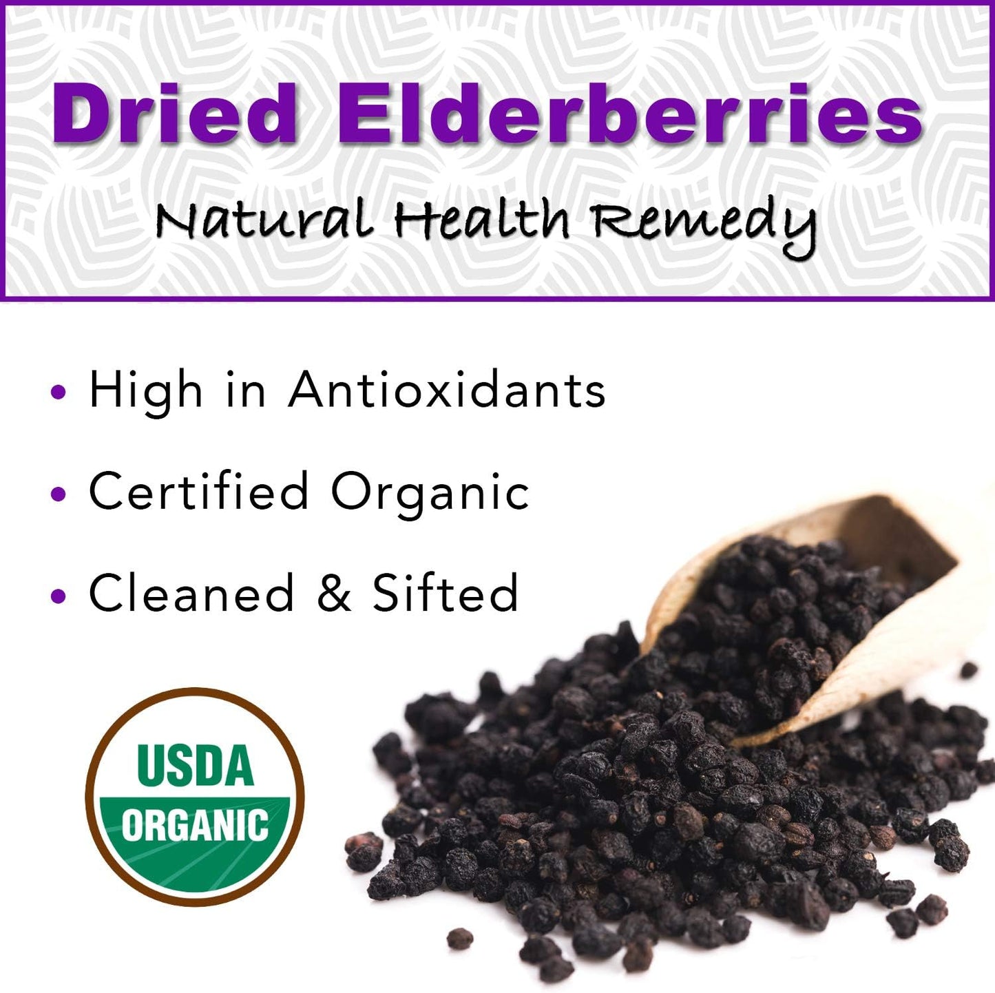 Certified Organic Whole European Elderberries - Responsibly Wild Crafted - Ideal for Tea, Syrups, and More - 1 Pound - BoostGo Australia