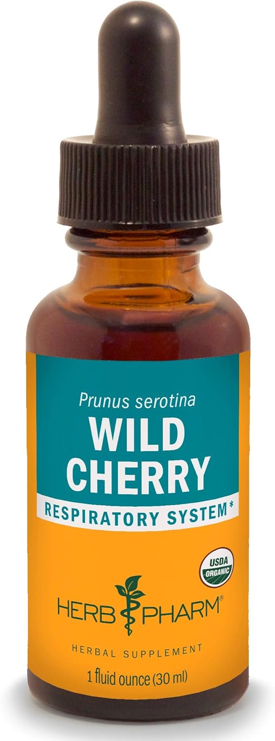 Certified Organic Wild Cherry Bark Liquid Extract for Respiratory Support - 1 oz by Herb Pharm