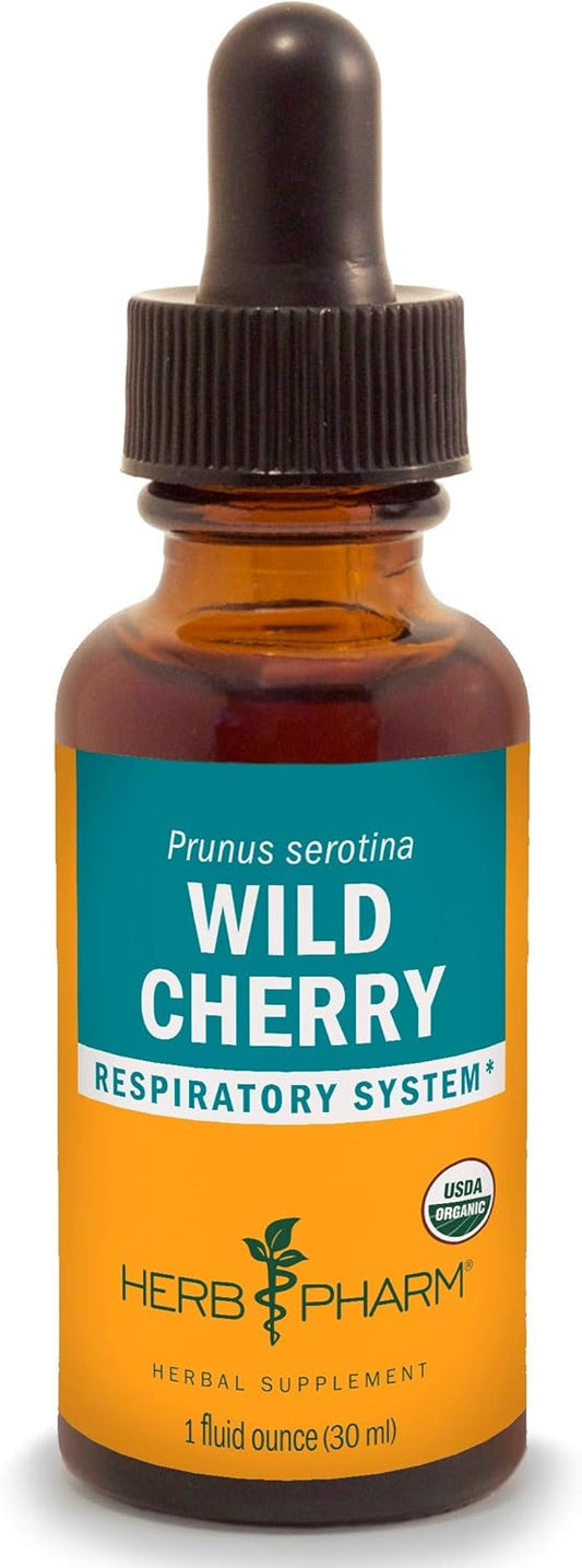 Certified Organic Wild Cherry Bark Liquid Extract for Respiratory Support - 1 oz by Herb Pharm