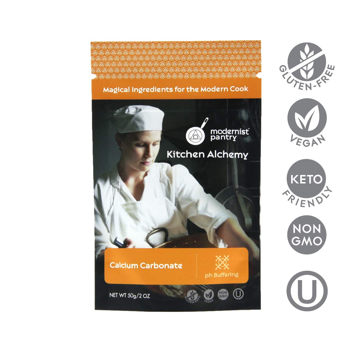 Certified OU Kosher Vegan Calcium Carbonate Powder - 50g/2oz Non-GMO & Gluten-Free