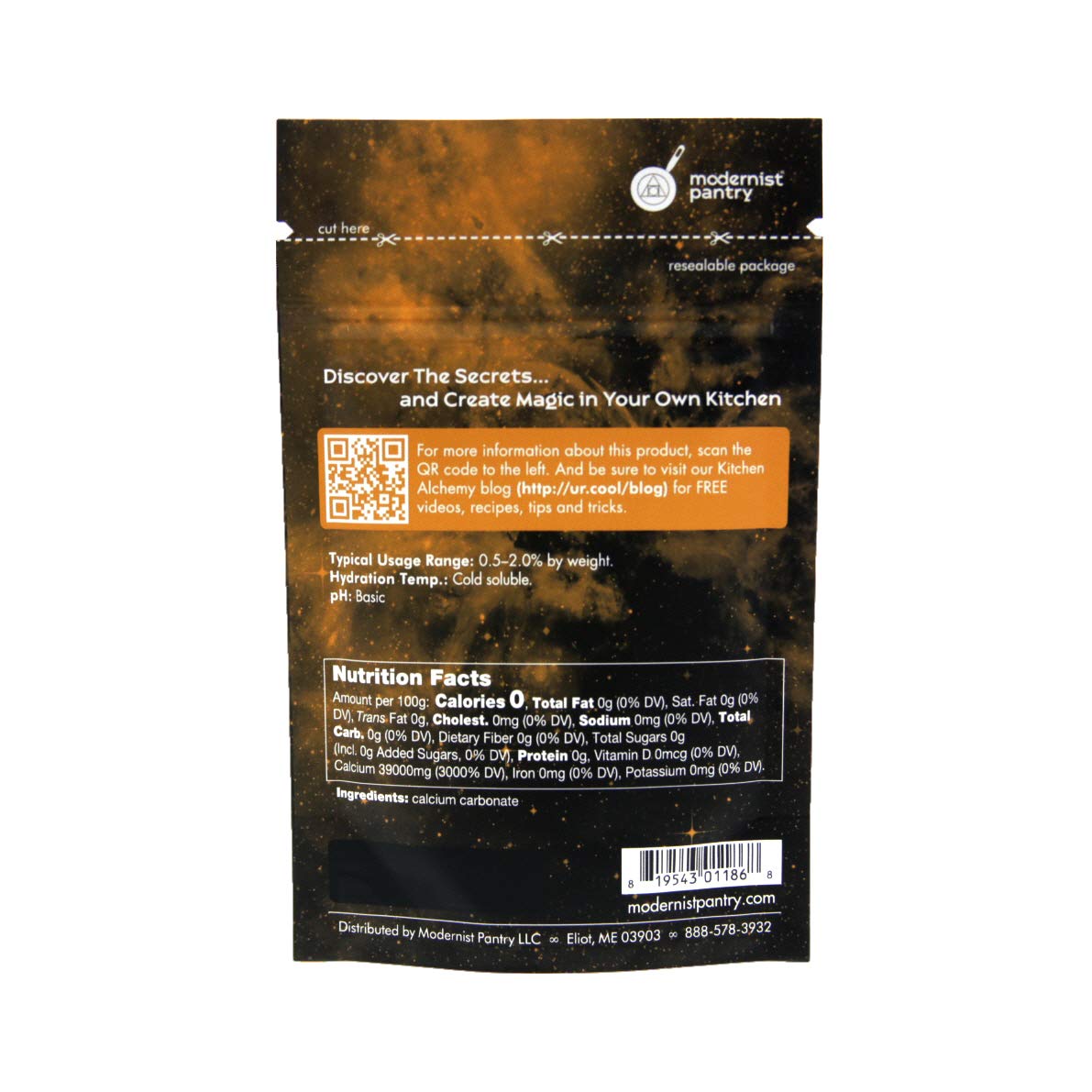 Certified OU Kosher Vegan Calcium Carbonate Powder - 50g/2oz Non-GMO & Gluten-Free