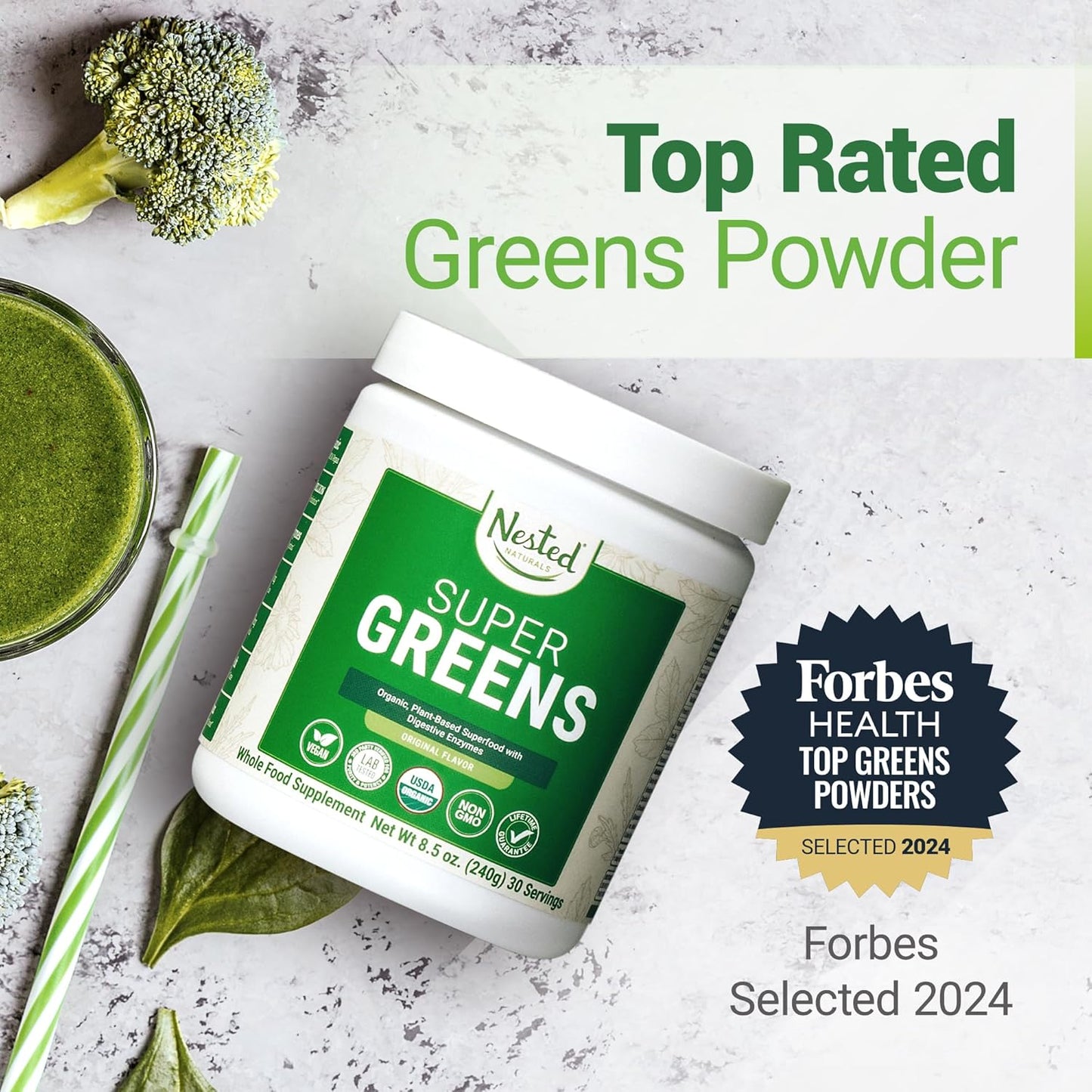 Certified USDA Organic Super Greens Powder & Luna Sleep Aid Bundle - Natural Daily Greens Superfood & Non-Habit Forming Sleep Supplement