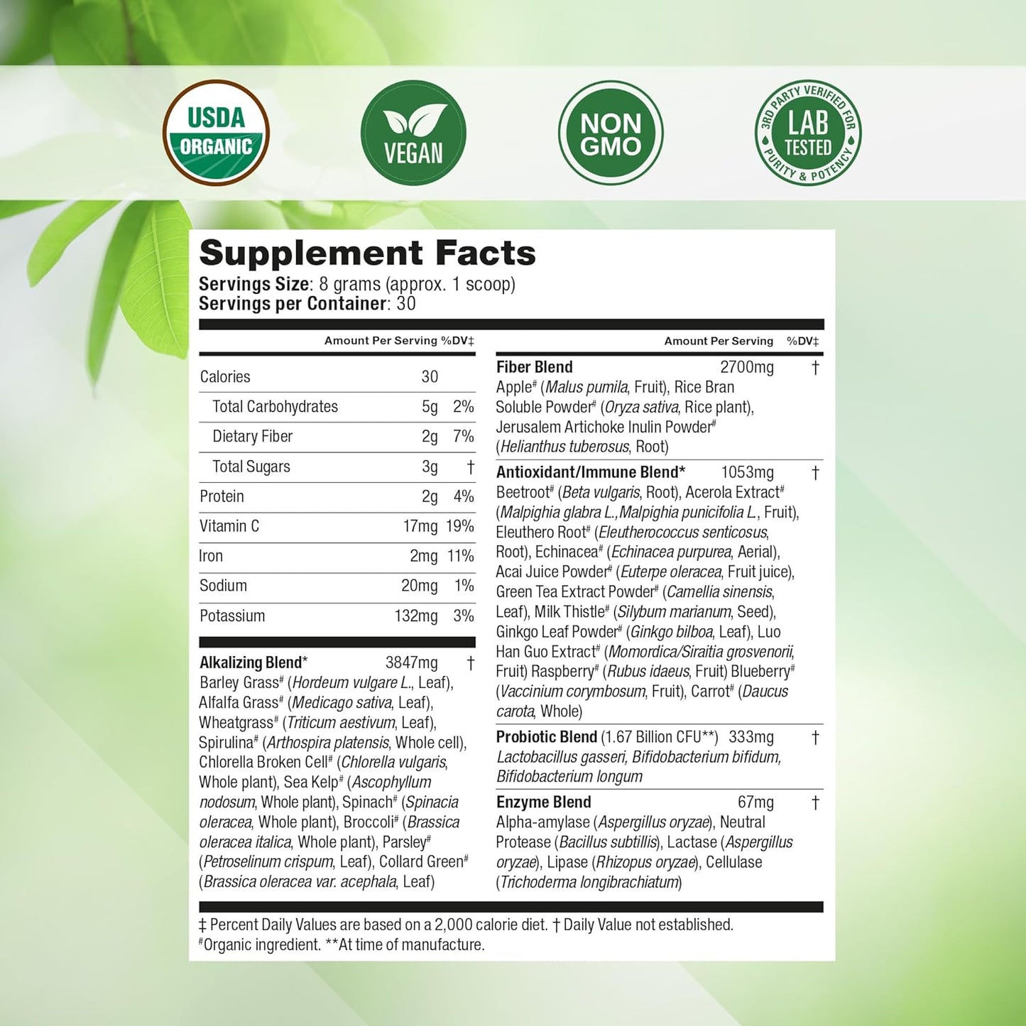 Certified USDA Organic Super Greens Powder & Luna Sleep Aid Bundle - Natural Daily Greens Superfood & Non-Habit Forming Sleep Supplement
