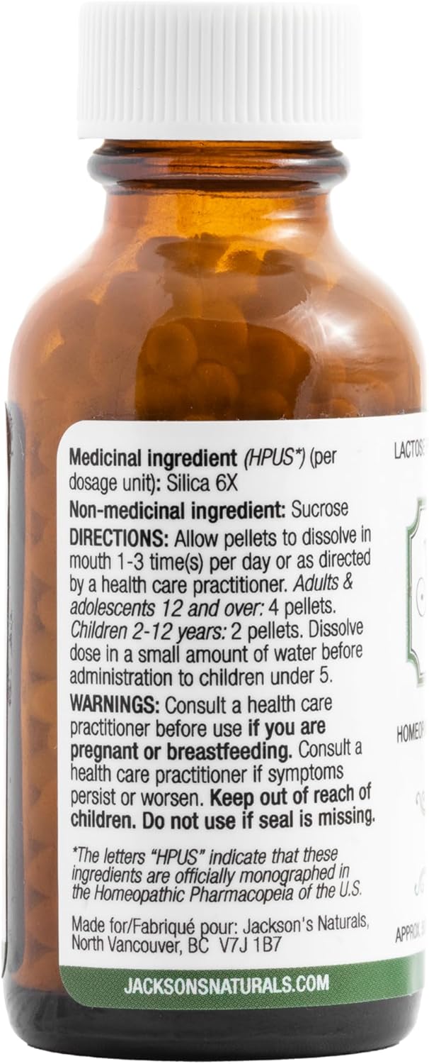 Certified Vegan and Lactose-Free Cell Salt #12 Silica 6X (500 Pellet Bottle) by Jackson's