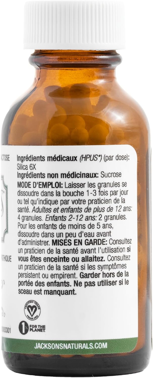 Certified Vegan and Lactose-Free Cell Salt #12 Silica 6X (500 Pellet Bottle) by Jackson's