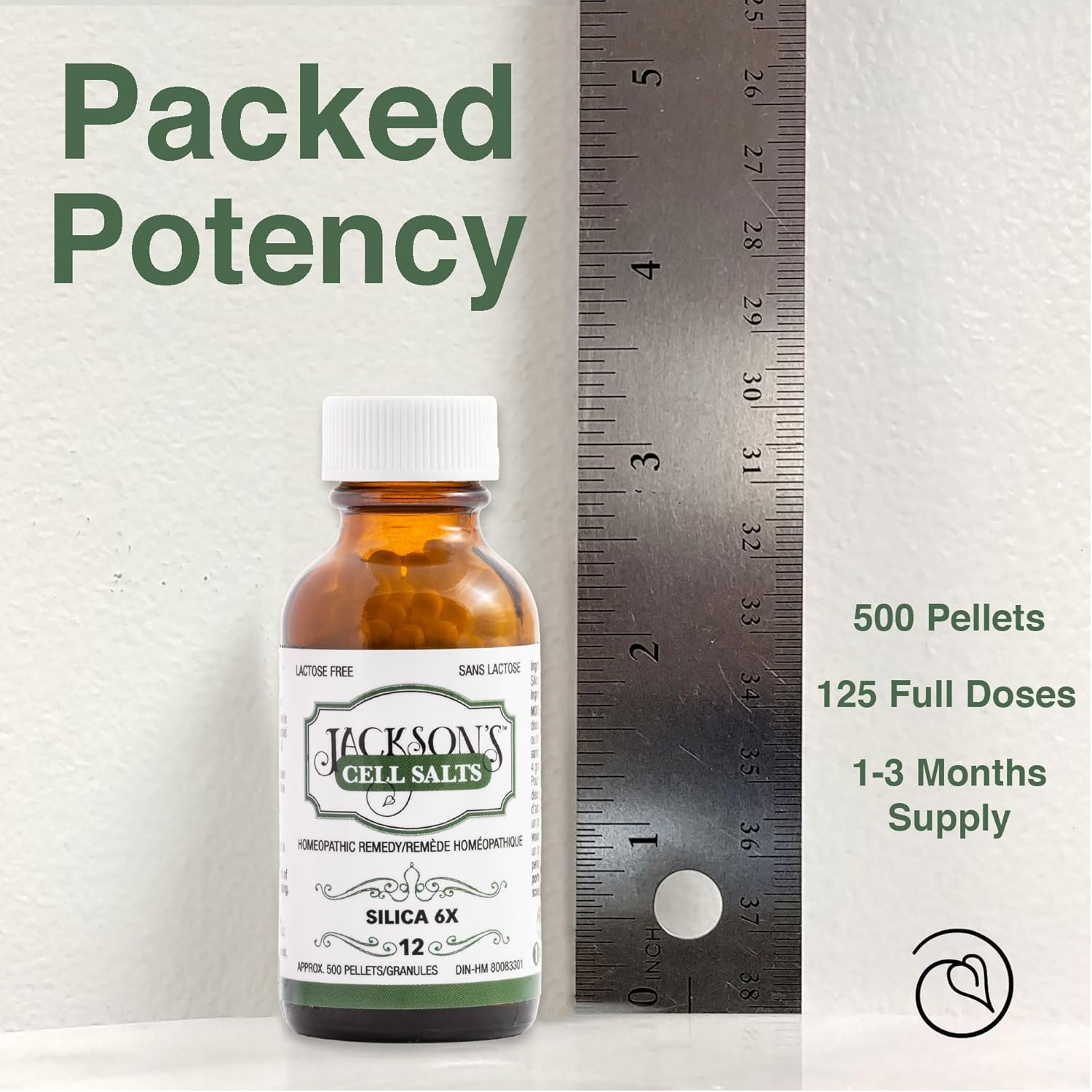 Certified Vegan and Lactose-Free Cell Salt #12 Silica 6X (500 Pellet Bottle) by Jackson's