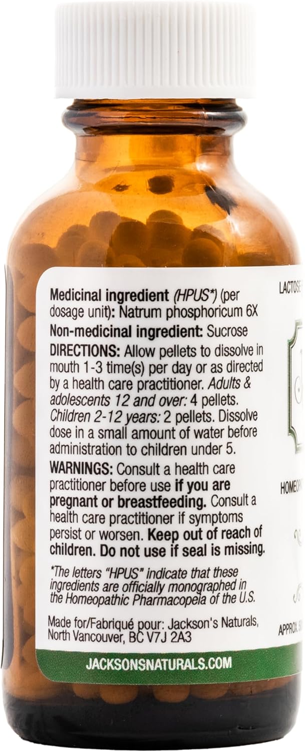 Certified Vegan Jackson's Cell Salt #10 NAT phos 6X Pellets - Lactose-Free Natrum phosphoricum 6X - 500 Pellet Bottle