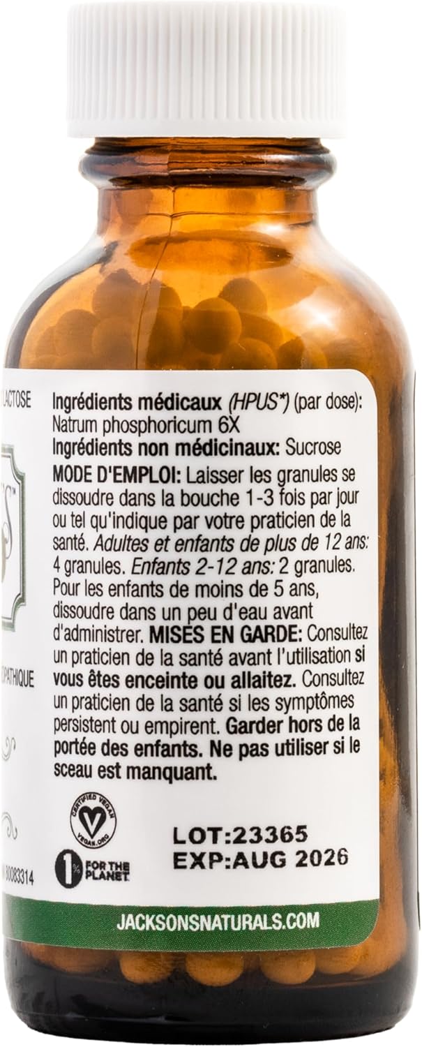 Certified Vegan Jackson's Cell Salt #10 NAT phos 6X Pellets - Lactose-Free Natrum phosphoricum 6X - 500 Pellet Bottle