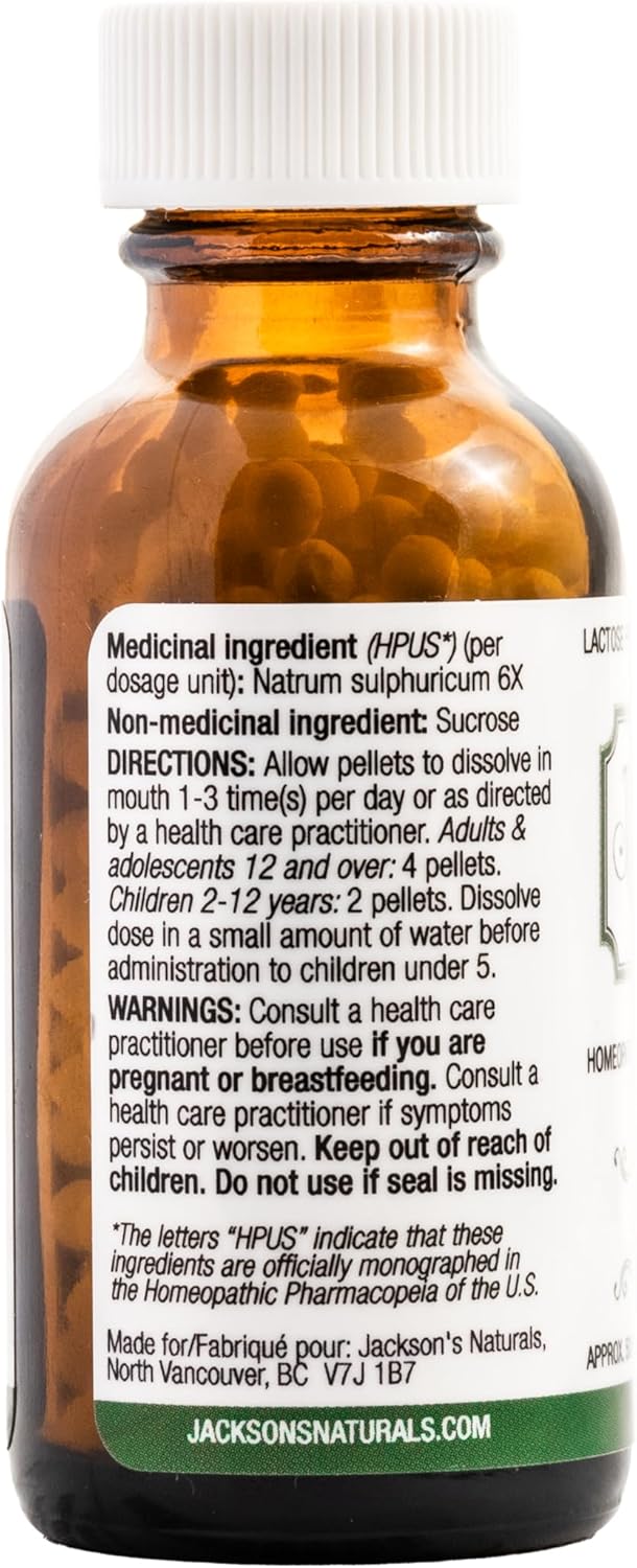 Certified Vegan Natrum Sulphuricum 6X Cell Salt #11 - 500 Pellet Bottle, Lactose-Free Formula