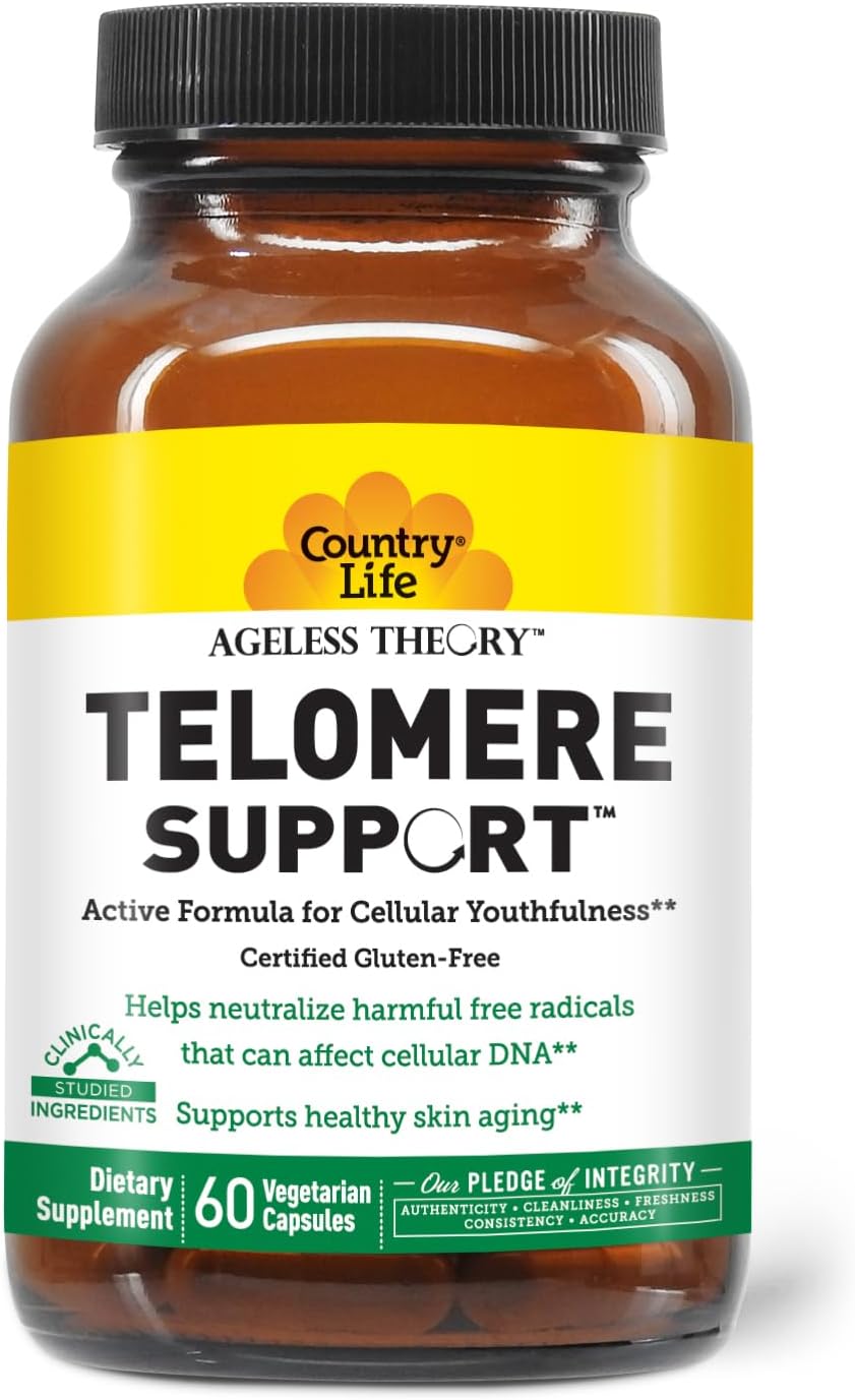 Certified Vegan Telomere Support Supplement with Resvinol Grape Extract - Anti Aging - Immune & Cardiovascular - 60 Capsules