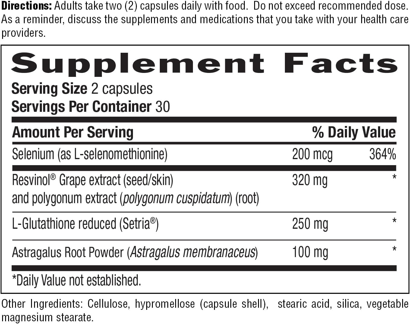 Certified Vegan Telomere Support Supplement with Resvinol Grape Extract - Anti Aging - Immune & Cardiovascular - 60 Capsules