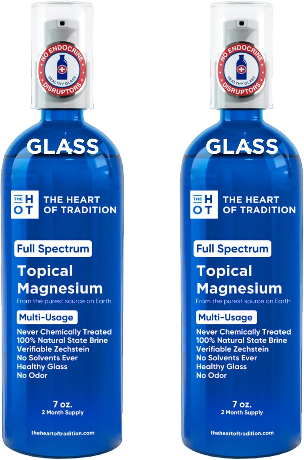 Certified Zechstein Magnesium Chloride Transdermal Oil in Healthy Glass Bottles - Full Spectrum (14 fl oz)