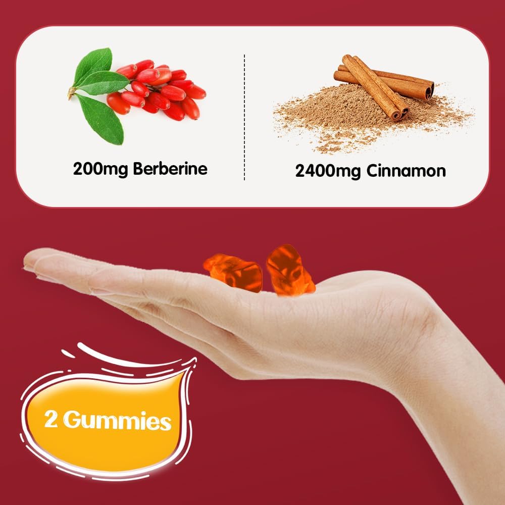 Ceylon Cinnamon Gummies with Berberine, Turmeric & More - 2400mg - 60 Count