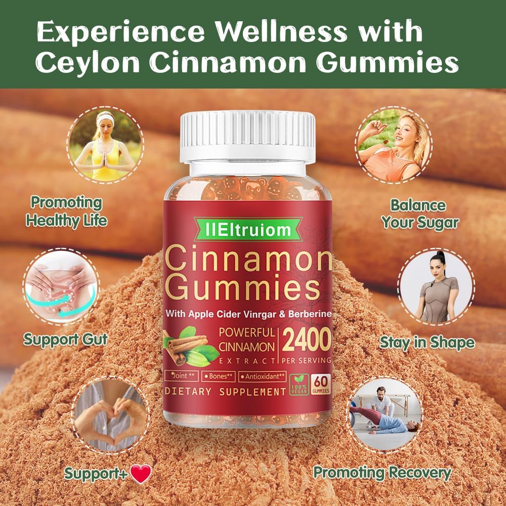 Ceylon Cinnamon Gummies with Berberine, Turmeric & More - 2400mg - 60 Count