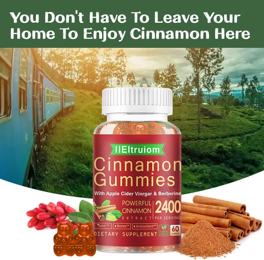 Ceylon Cinnamon Gummies with Berberine, Turmeric & More - 2400mg - 60 Count