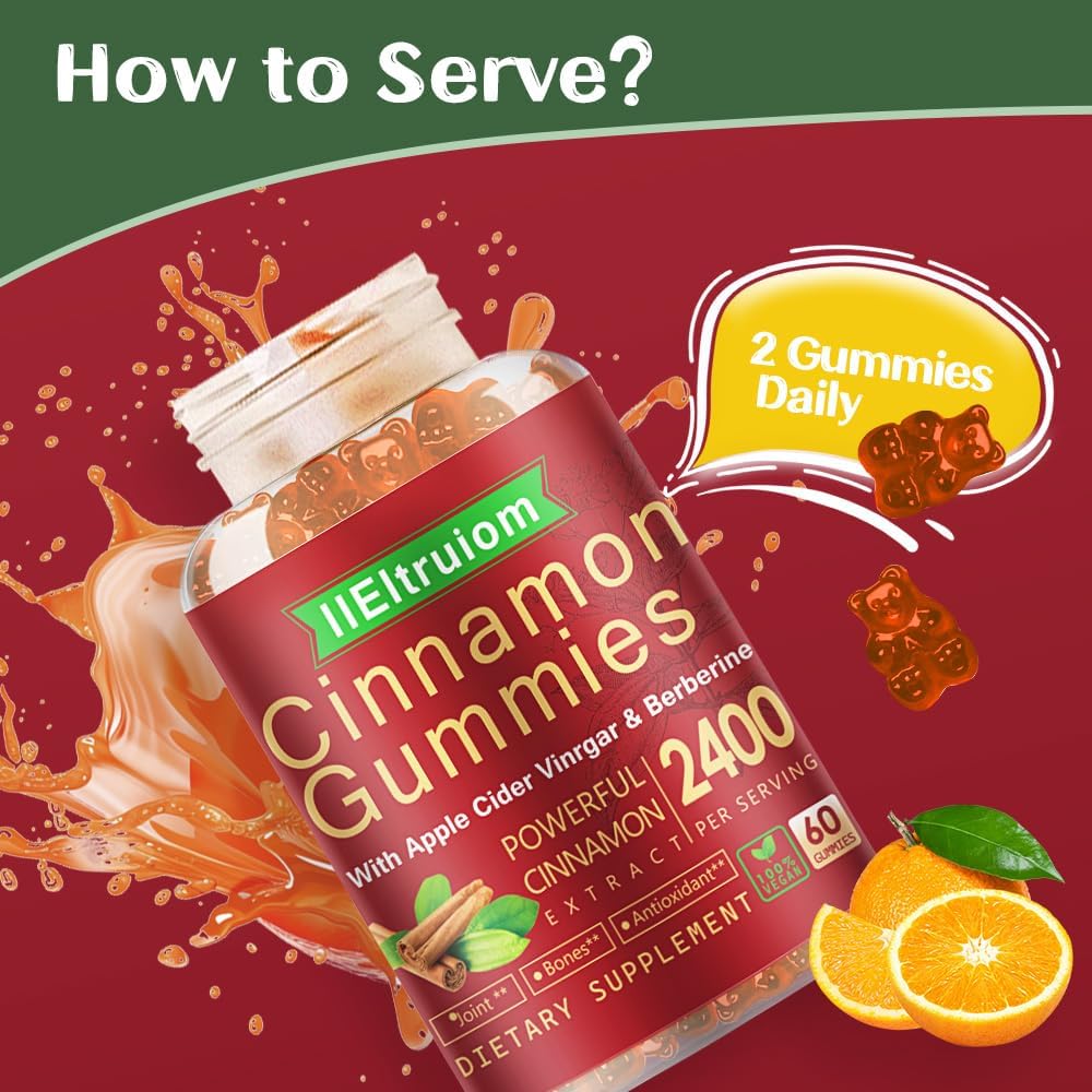 Ceylon Cinnamon Gummies with Berberine, Turmeric & More - 2400mg - 60 Count