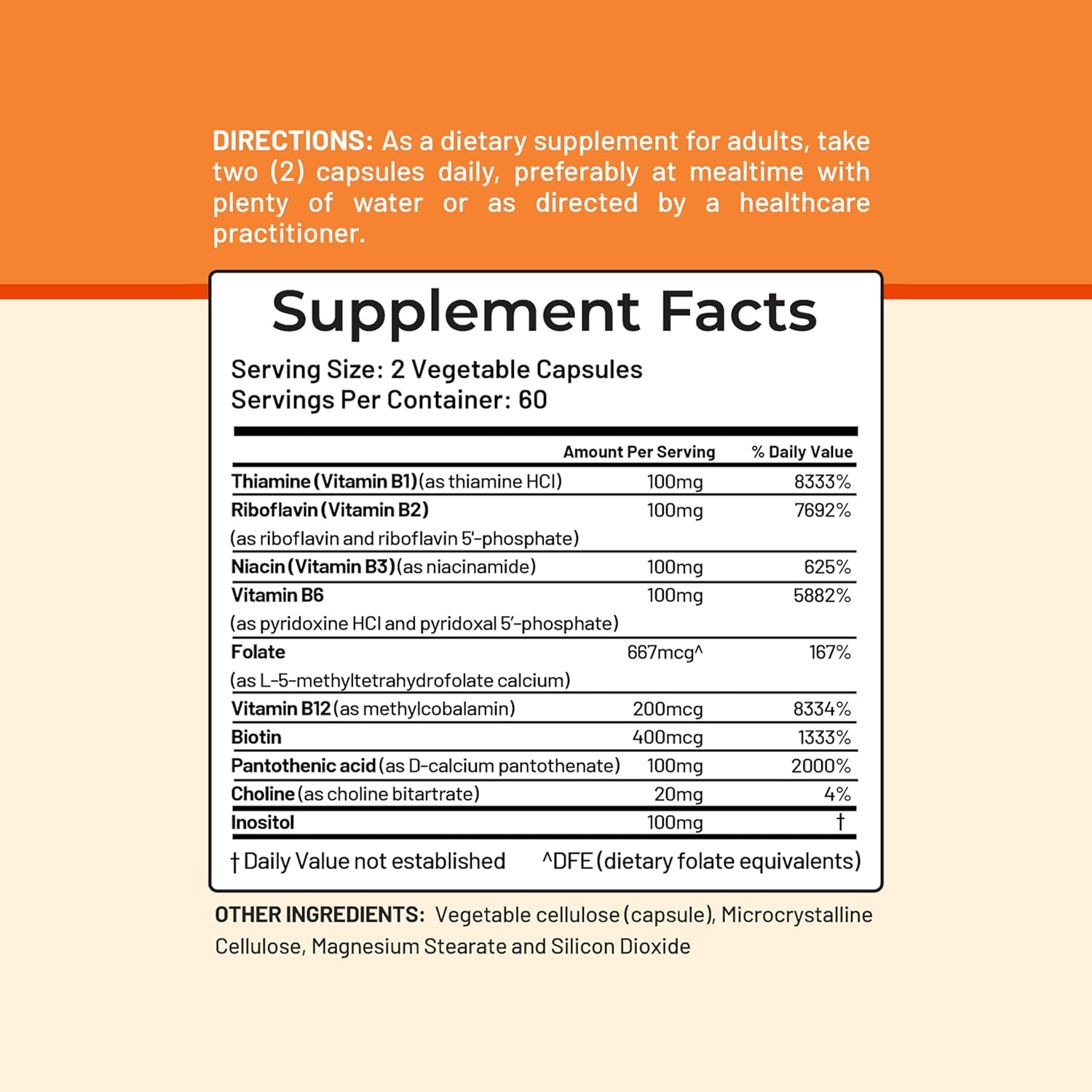 CGMLABS Vitamin B Complex - Active B1, B2, B3, B6, B12, Thiamine, Riboflavin, Niacin, Folate, Biotin, Pantothenic Acid, Inositol for Optimal Health